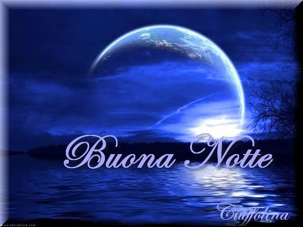 Immagine con la scritta "Buona Notte", con la luna e il mare di colore blu