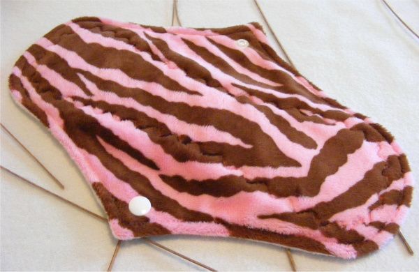 Minky Pink Zebra Heavy 12" Cloth Pad