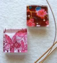 New Product!  Glass Tile Fridge Magnets ~Pinkplicity~ Set of 2