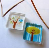 Fruitful Tree ~Glass Tile Fridge Magnets~ Set of 2