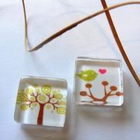 Fruit Roll-up ~Glass Tile Fridge Magnets~ Set of 2
