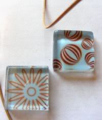 Sugar Plum - Glass Tile Fridge Magnets ~Flowery Blues~ Set of 2