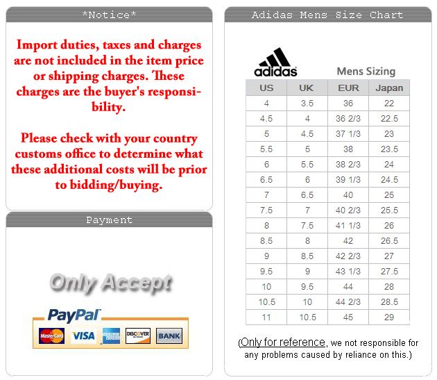 adidas running shoes chart