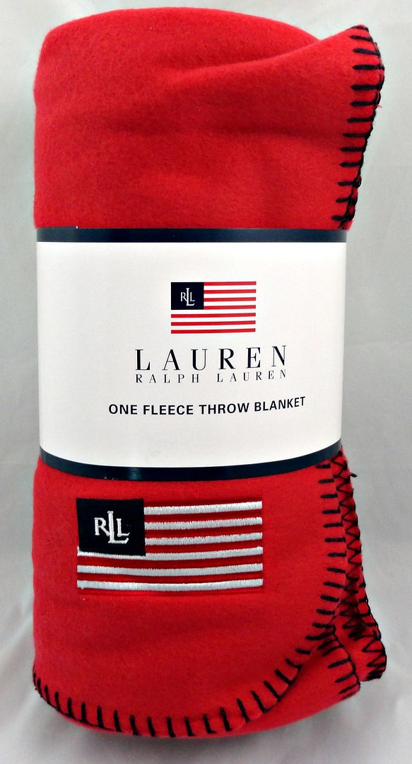 Ralph Lauren Flag Fleece Throw Blanket 50"x70" Red w/ Navy Polo NEW eBay