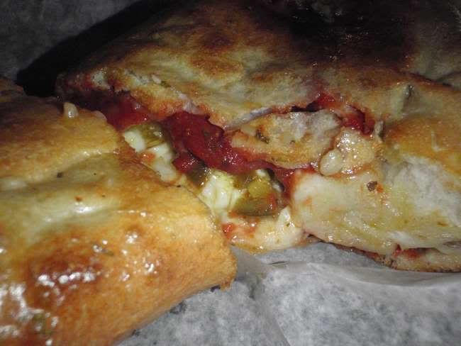 Dark Horse Brewery Pizza Calzone with Pepperoni and Jalapeno
