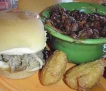 Tony Gores Smoky Mountain BBQ & Grill Js Three Little Pigs, Baked Beans, and corn nuggets.