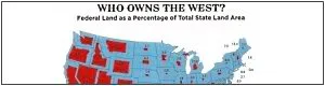 who owns land in each of the 50 states : land owned by federal government highlighted